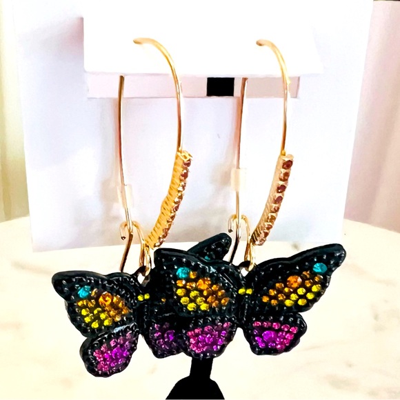 New Betsey Johnson Butterfly Dangle Earrings - Picture 7 of 10